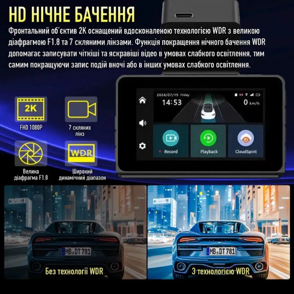 Фото - Відеореєстратор INSPIRE 2К TF128Гб (S800)